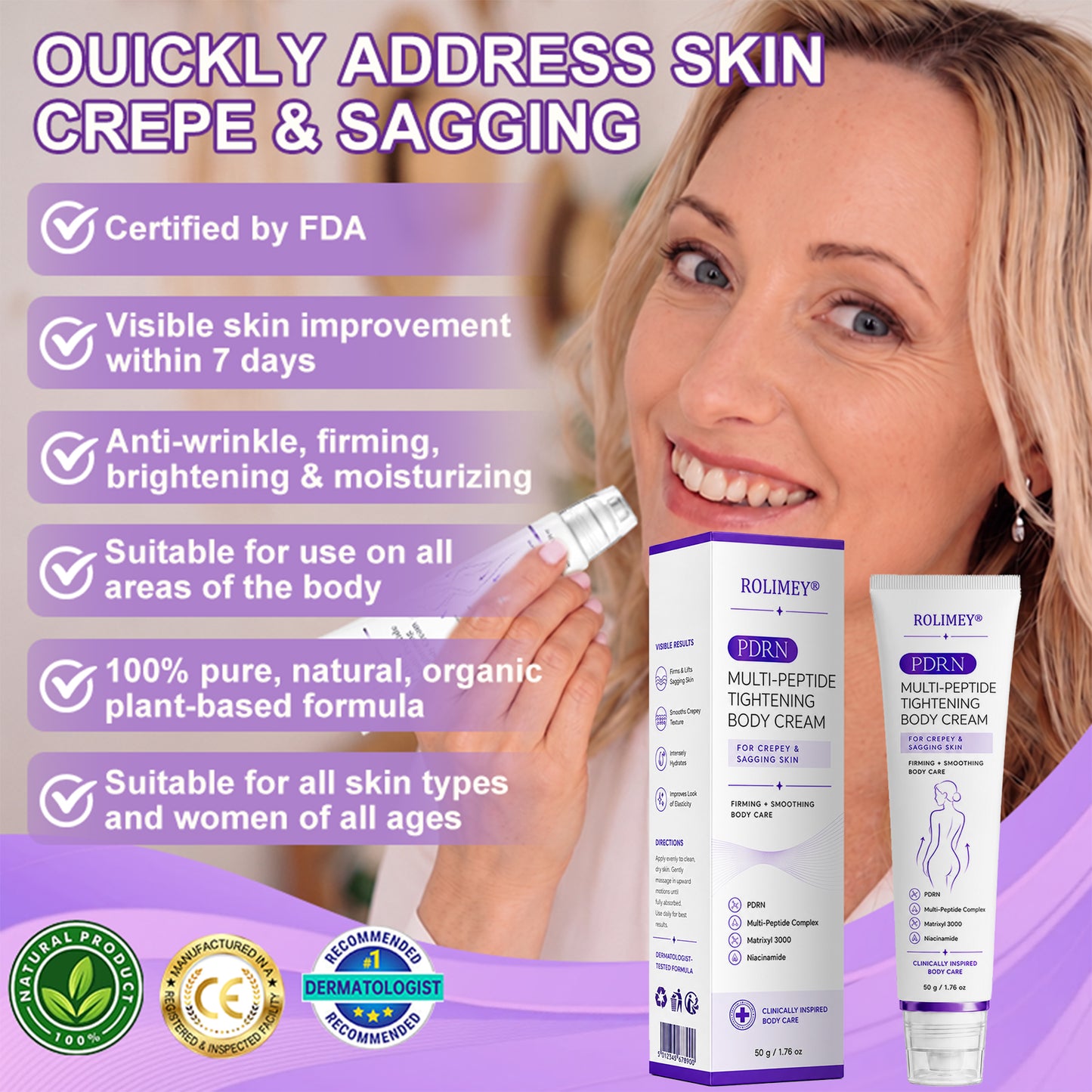 💜ROLIMEY® 𝐏𝐃𝐑𝐍 𝐌𝐮𝐥𝐭𝐢-𝐏𝐞𝐩𝐭𝐢𝐝𝐞 𝐌𝐚𝐬𝐬𝐚𝐠𝐢𝐧𝐠 𝐁𝐨𝐝𝐲 𝐑𝐨𝐥𝐥𝐞𝐫 𝐂𝐫𝐞𝐚𝐦- 𝐀𝐧𝐭𝐢-𝐚𝐠𝐢𝐧𝐠, 𝐇𝐲𝐝𝐫𝐚𝐭𝐢𝐧𝐠, 𝐒𝐤𝐢𝐧 𝐅𝐢𝐫𝐦𝐢𝐧𝐠 & 𝐋𝐢𝐟𝐭𝐢𝐧𝐠, 𝐒𝐤𝐢𝐧 𝐑𝐞𝐩𝐚𝐢𝐫, 𝐄𝐯𝐞𝐧 𝐓𝐨𝐧𝐞, 𝐀𝐜𝐧𝐞 𝐚𝐧𝐝 𝐃𝐚𝐫𝐤 𝐒𝐩𝐨𝐭 𝐓𝐫𝐞𝐚𝐭𝐦𝐞𝐧𝐭, 𝐖𝐚𝐫𝐭 𝐚𝐧𝐝 𝐌𝐨𝐥𝐞 𝐑𝐞𝐦𝐨𝐯𝐚𝐥, 𝐚𝐧𝐝 𝐏𝐬𝐨𝐫𝐢𝐚𝐬𝐢𝐬 𝐑𝐞𝐥𝐢𝐞𝐟.