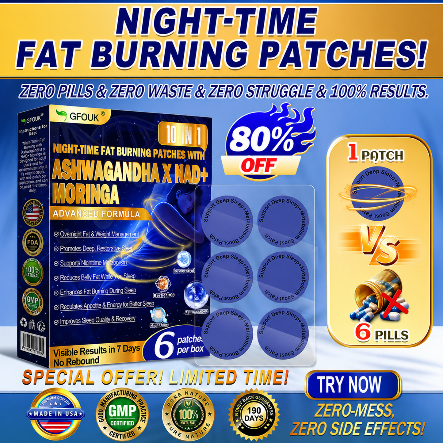𝙂𝙁𝙊𝙐𝙆® NIGHT-TIME FAT BURNING PATCHES! ZERO PILLS & ZERO WASTE & ZERO STRUGGLE & 100% RESULTS.