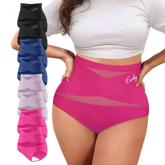 Plus-Size High-Waist Cross Tummy Control Panties
