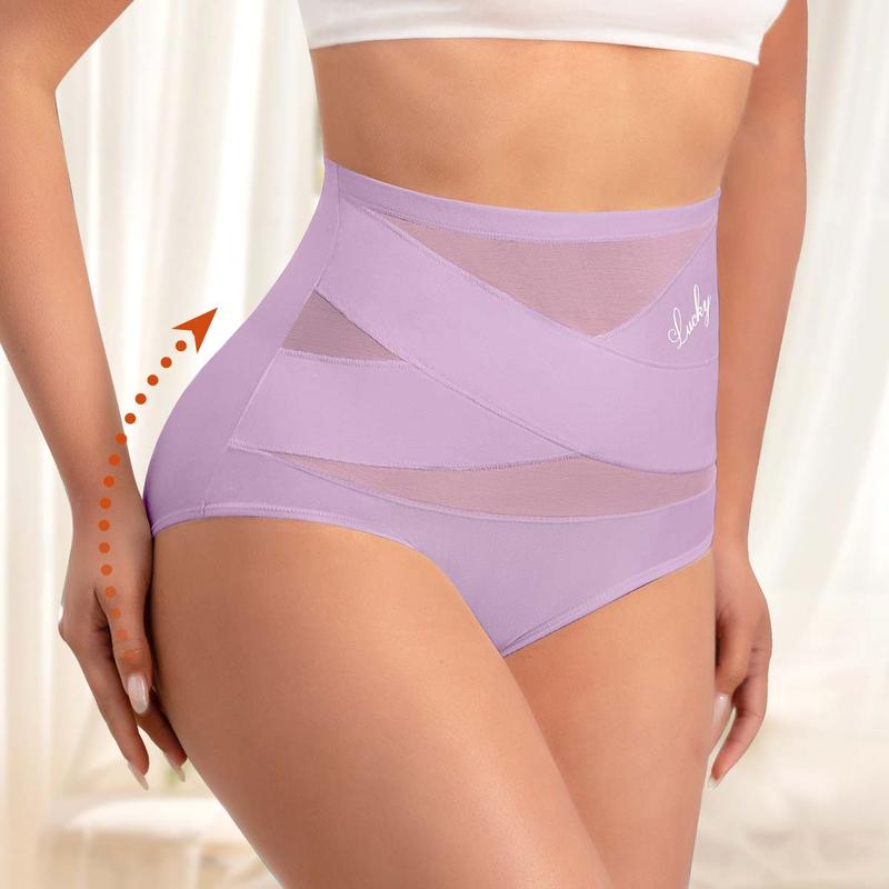 Plus-Size High-Waist Cross Tummy Control Panties