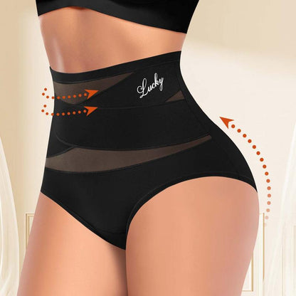 Plus-Size High-Waist Cross Tummy Control Panties