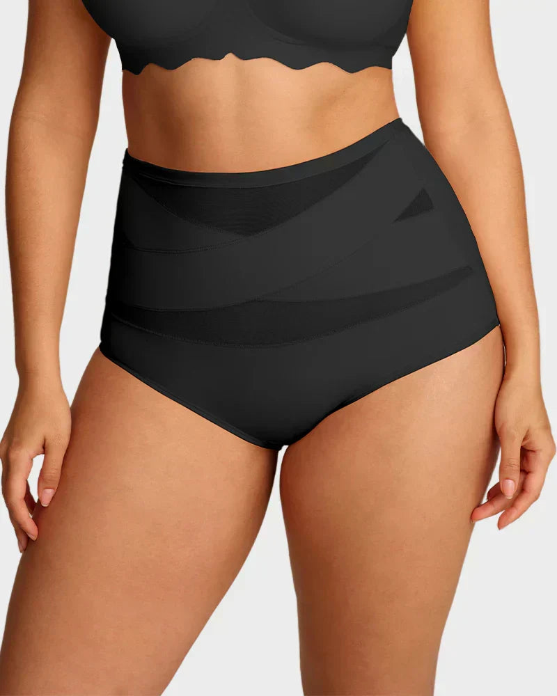 Plus-Size High-Waist Cross Tummy Control Panties