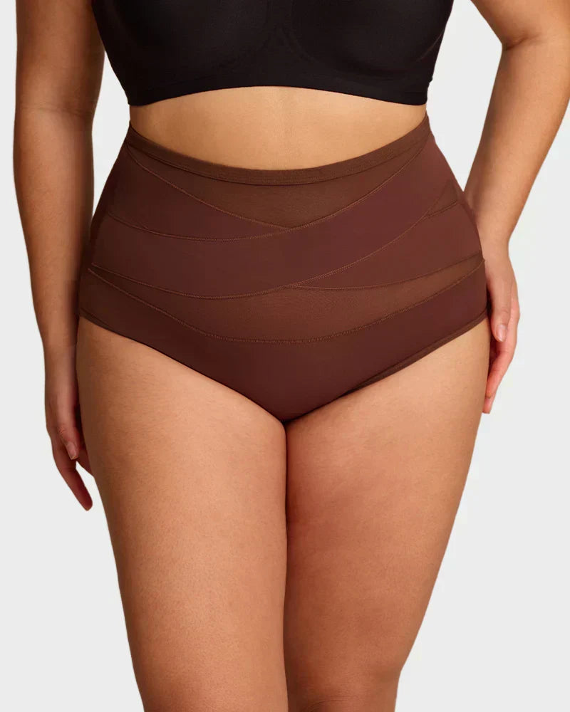 Plus-Size High-Waist Cross Tummy Control Panties