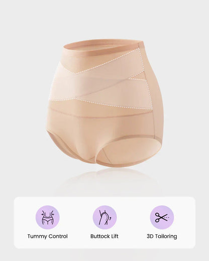 Plus-Size High-Waist Cross Tummy Control Panties