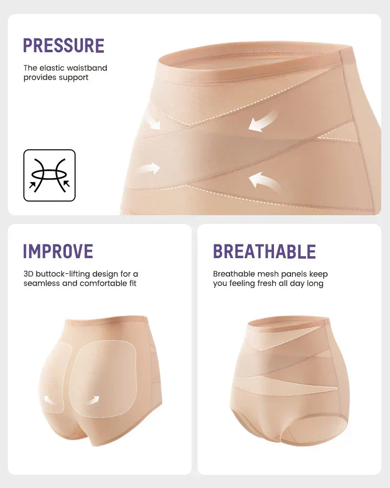 Plus-Size High-Waist Cross Tummy Control Panties