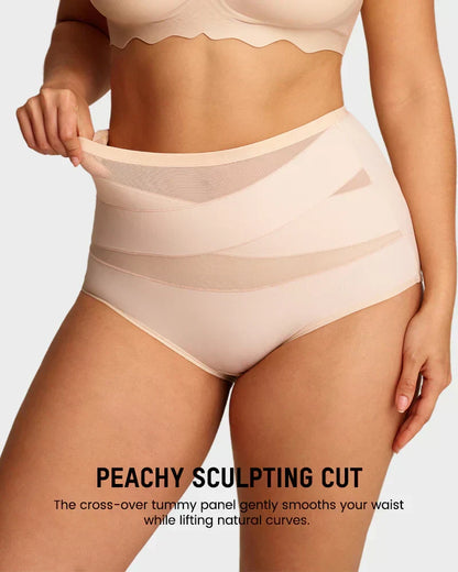 Plus-Size High-Waist Cross Tummy Control Panties