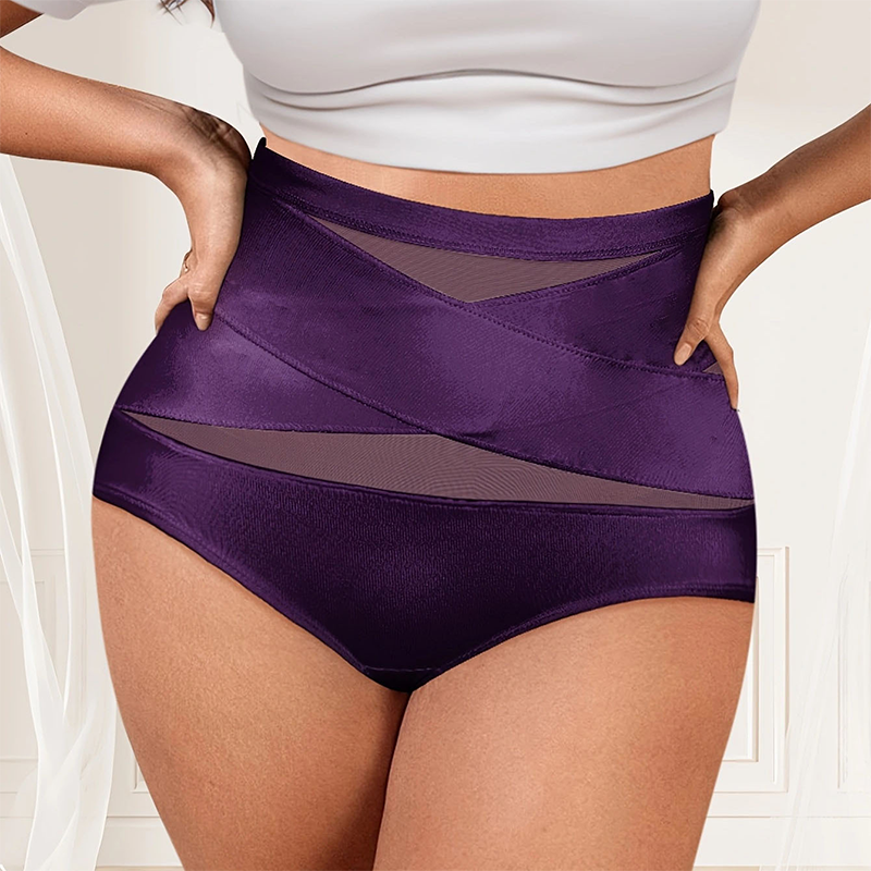 Plus-Size High-Waist Cross Tummy Control Panties