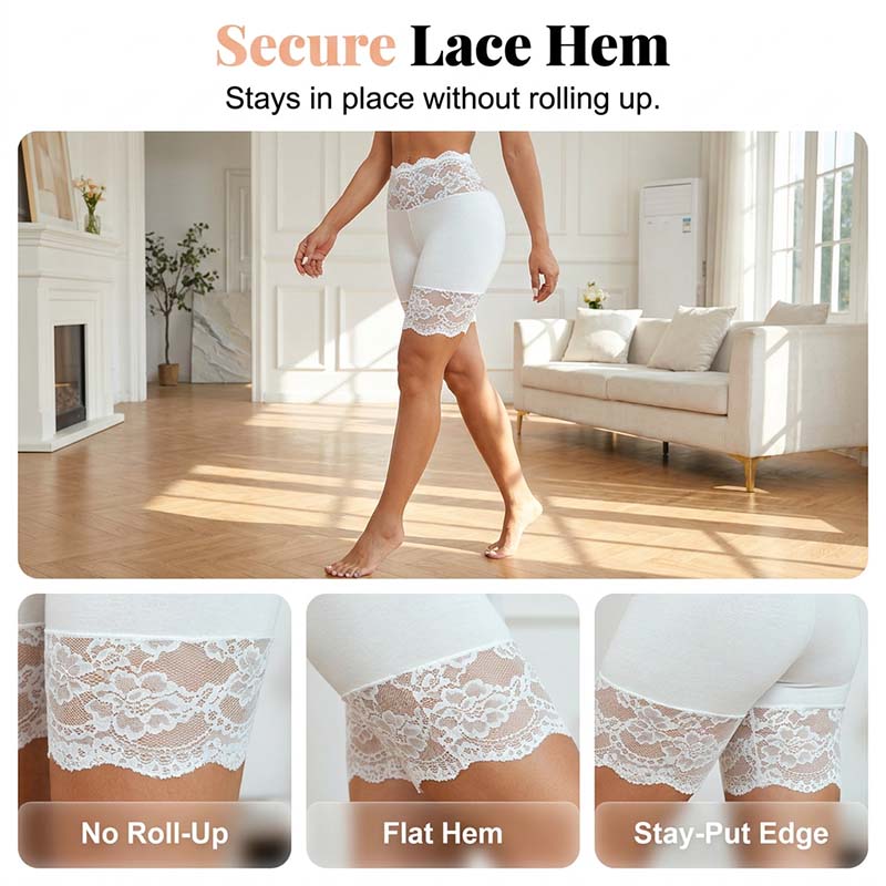 🥳2026 HOT SALE🥳💞50K+ SOLD!🩲💕 30% OFF! Lace Shorts & Ribbed Top Set – Soft & breathable. Wear together or mix & match. No thigh chafe. 👗✅